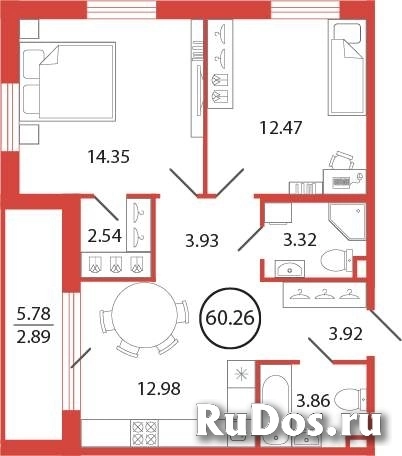 Продам 2 комнатную квартиру 60 м2 фото