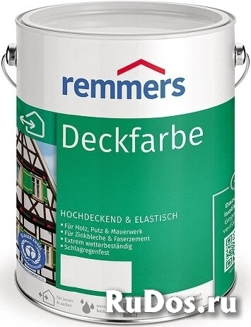 Краска Акриловая Remmers Deckfarbe 10л Универсальная, Белая, Шелковисто-Матовая фото