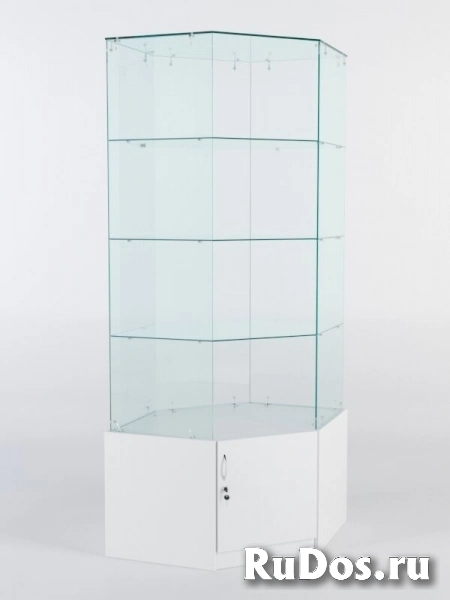 Витрина стеклянная quot;истраquot; угловая №118 шестигранная (без дверки, задние стенки - стекло), Белый фото