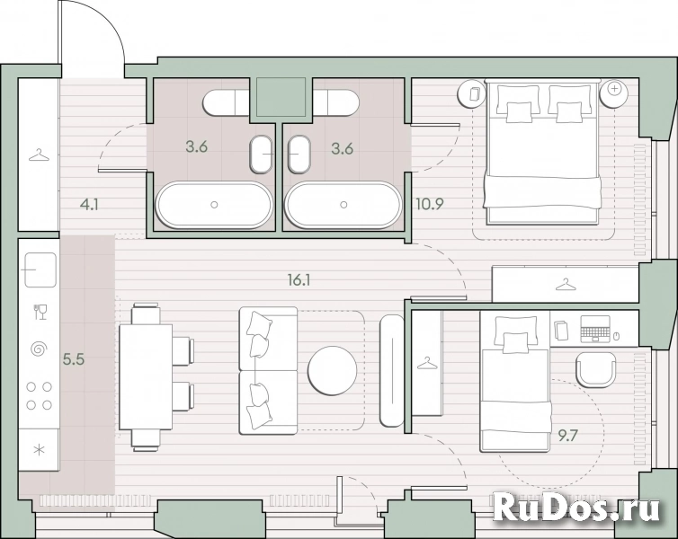 Продам 2 комнатную квартиру 53.5 м2 фотка