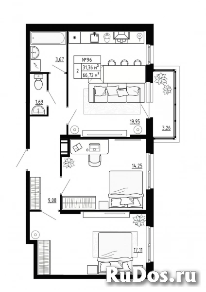 Продам 2 комнатную квартиру 66 м2 фото