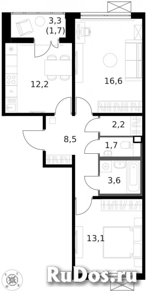 Продам 2 комнатную квартиру 59.6 м2 фотка
