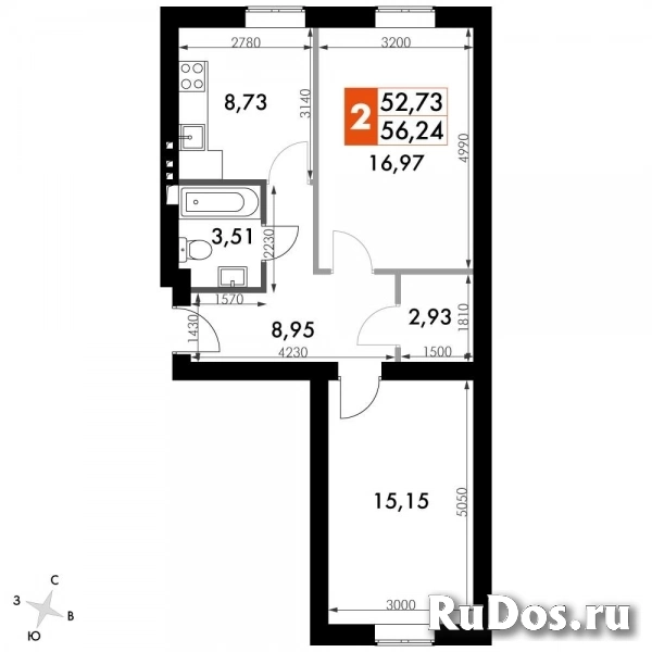 Продам 2 комнатную квартиру 54 м2 фото