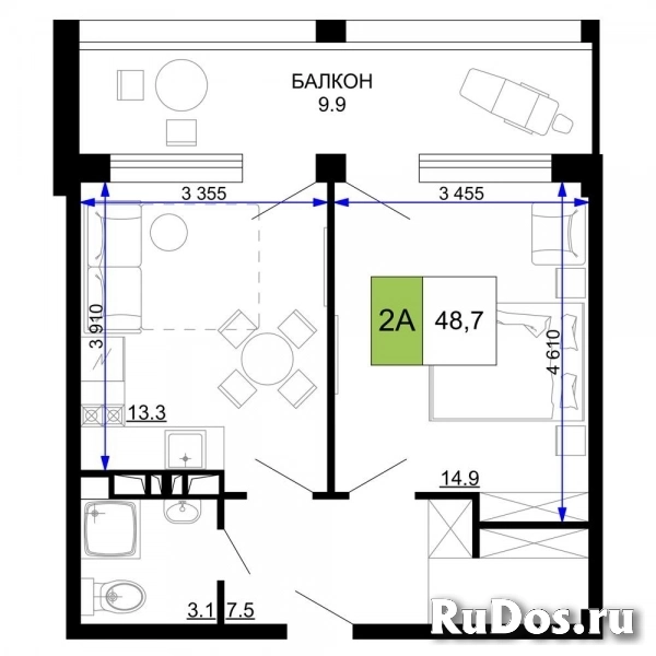 Продам 2 комнатную квартиру 48 м2 фото