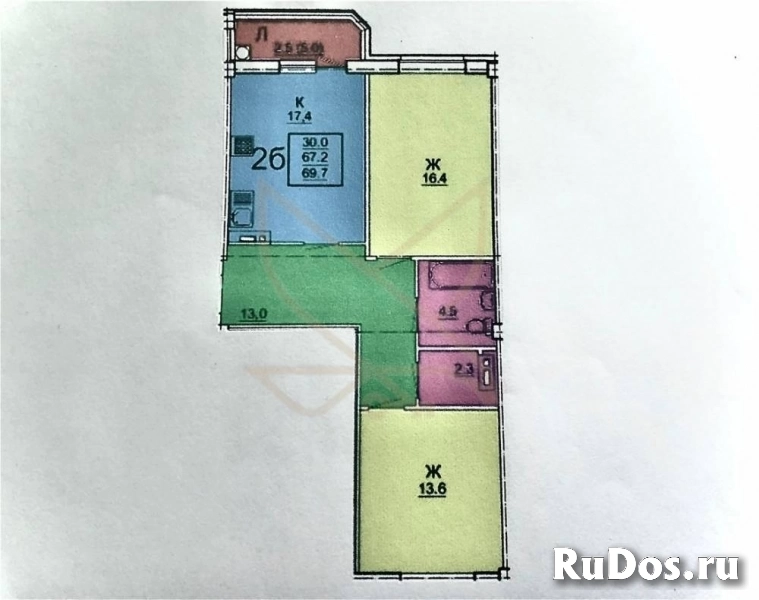 Продам 2 комнатную квартиру 69.7 м2 фотка