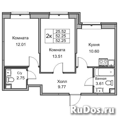 Продам 2 комнатную квартиру 52 м2 фото