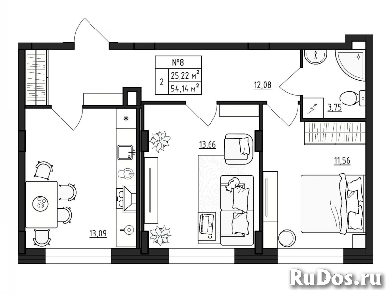 Продам 2 комнатную квартиру 54 м2 фото