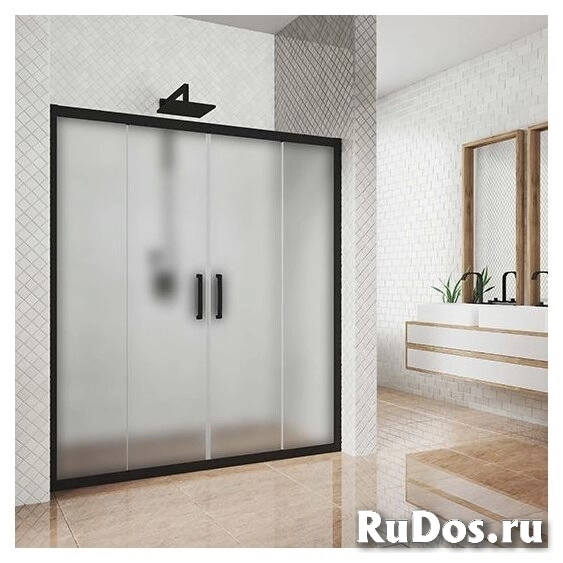 Дверь в душевую нишу Kubele DE019D4 175x200 см, стекло матовое 6 мм, профиль чёрный матовый фото