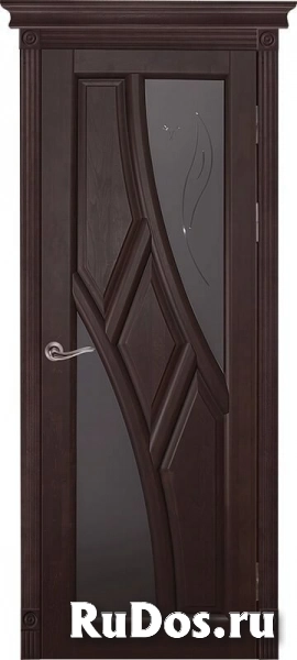 Дверь Ока массив ольхи модель Глория Цвет:Венге Остекление:Графит фото