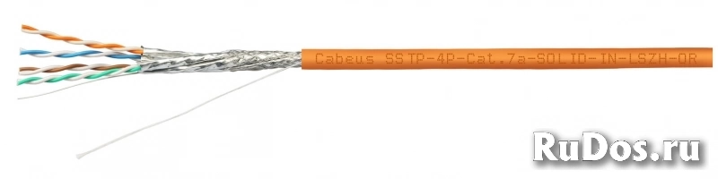 Cabeus SFTP-4P-Cat.6a-SOLID-IN-LSZH Кабель витая пара, категория 6a (10GBE) S/FTP, 4 пары 0,57мм (23 AWG), одножильный (solid), каждая пара в экране, общий экран - сетка, LSZH (305 м) фото