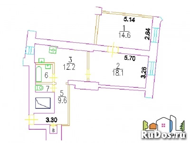 Продам 2 комнатную квартиру 57.5 м2 фотка