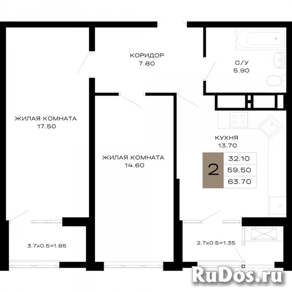 Продам 2 комнатную квартиру 63 м2 фото