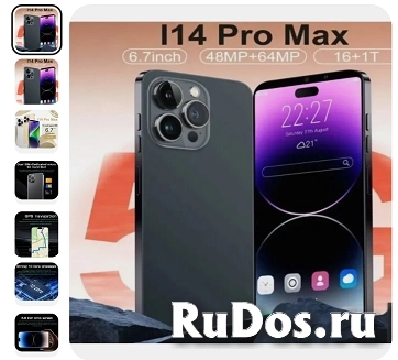 Смартфон i14 prо max16g / 1t 16/1 тб, черный новинка фото