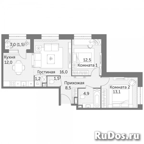 Продам 3 комнатную квартиру 71.2 м2 фотка