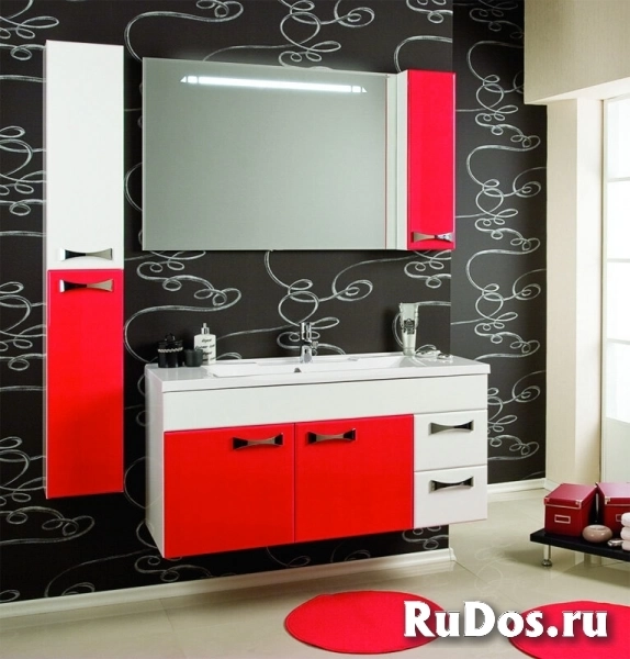 Мебель для ванной Акватон Диор 120 бело-бордовая (Тумба с раковиной + зеркало) фото