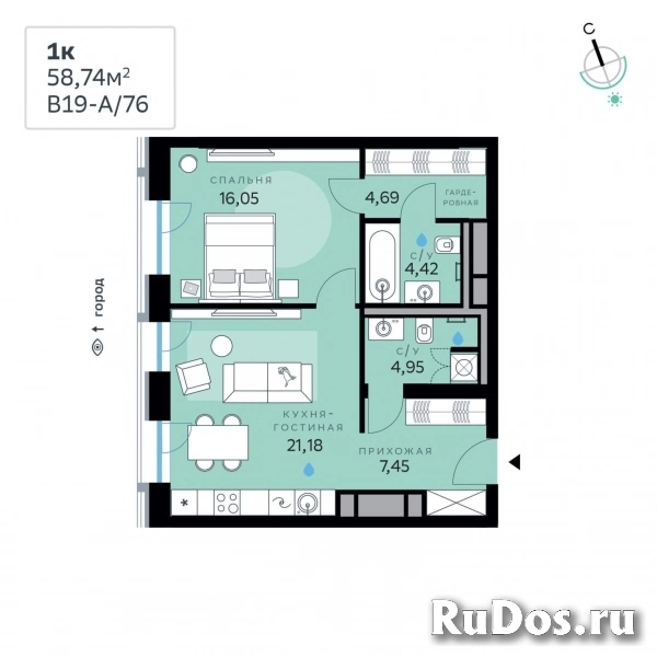 Продам 1 комнатную квартиру 58 м2 фото