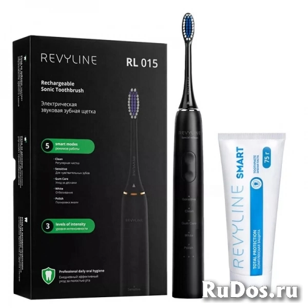 Зубная щетка Revyline RL015 Black и паста для зубов Smart (75г) фото