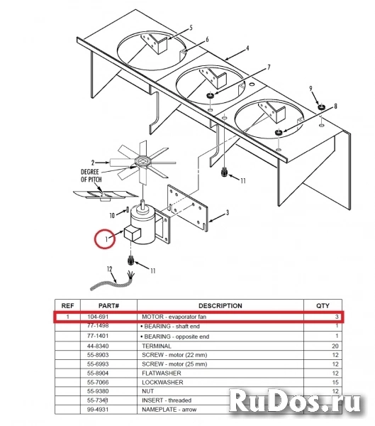 Двигатель вентилятора испарителя Thermo King (104-691), б/у изображение 5