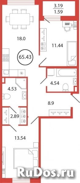 Продам 2 комнатную квартиру 65 м2 фото