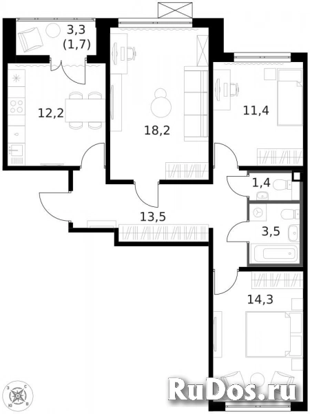 Продам 3 комнатную квартиру 76.4 м2 фотка