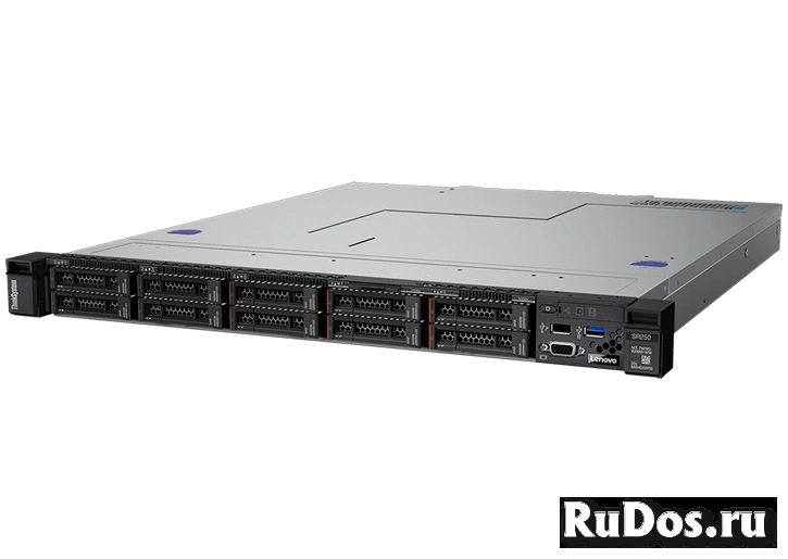 Сервер Lenovo TCH ThinkSystem SR250 Rack 1U, 1xIntel Xeon E-2124 4C (3.3GHz/71W), 8GB/1Rx8/2666MHz/1.2V UDIMM, noHDD 3,5quot; (up to 4), SW RD, noDVD, 2xGbE, 1xpower cord,1x450W p/s (up to 2), XCC Standart (7Y51A026EA) фото