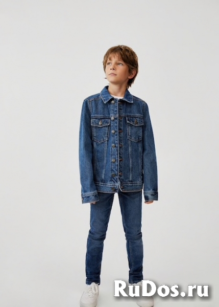 Куртка новая джинсовая Mango детская на мальчика синяя размер 152 изображение 4