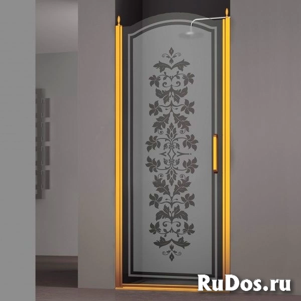 Душевая дверь Sturm Schick (90 см) золото (с узором) (L) фото