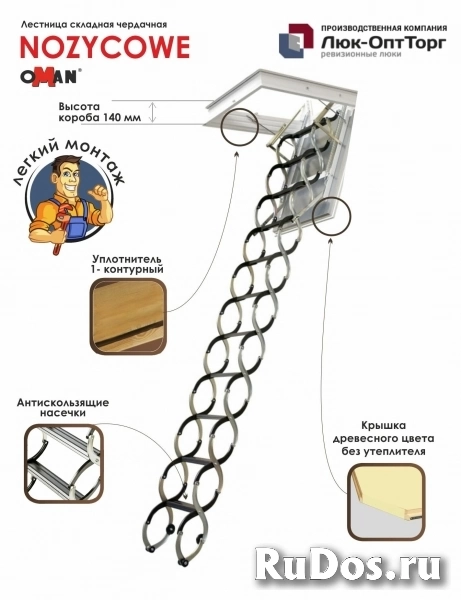 Чердачная люк-лестница Oman NOZYCOWE h=3000 700 * 1150 (Ш * В) фото