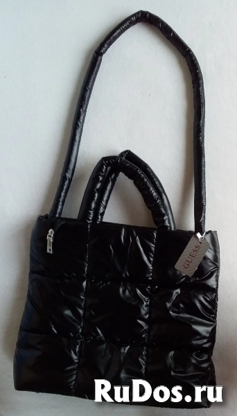 сумка хозяйственная, чёрная, из синтетической плащёвки "болонья" изображение 4