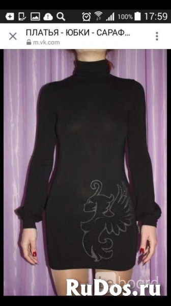 Платье туника capopera италия 46 м чёрное мини шерсть стразы футл фото