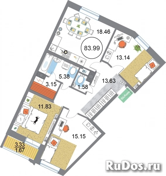 Продам 3 комнатную квартиру 83 м2 фото