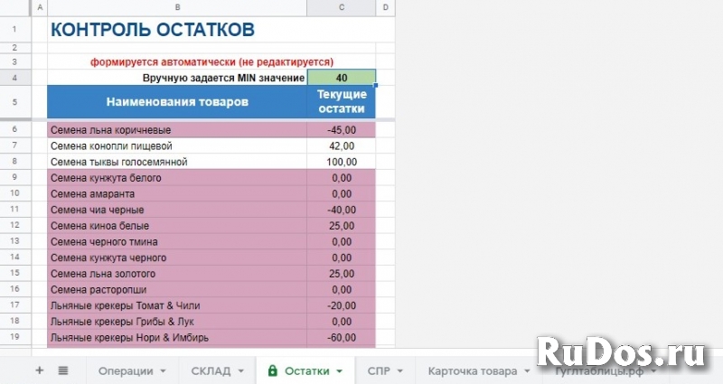 Складской учет. Готовый шаблон в гугл таблицах. изображение 4