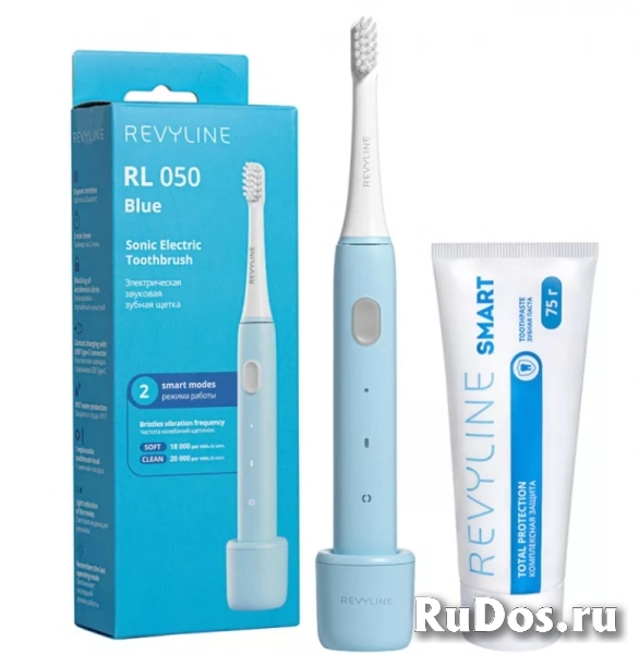 Голубая звуковая щетка Revyline RL050 с пастой Smart фото