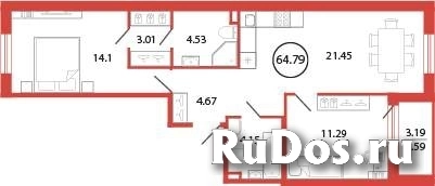 Продам 2 комнатную квартиру 64 м2 фото