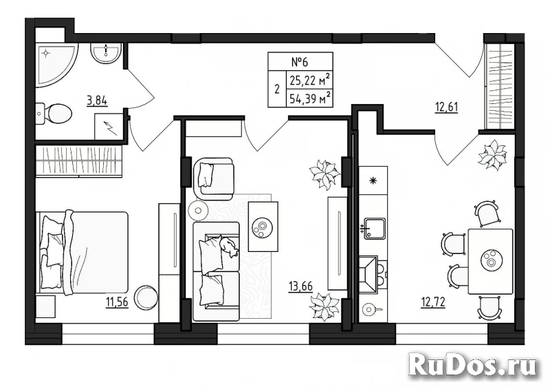 Продам 2 комнатную квартиру 54 м2 фото