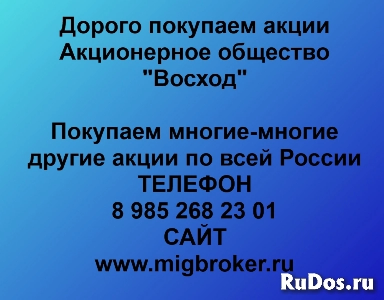 Покупка акций «Восход» фото