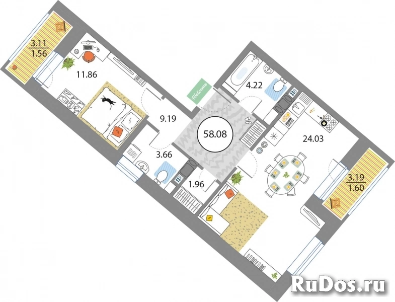 Продам 1 комнатную квартиру 58 м2 фото