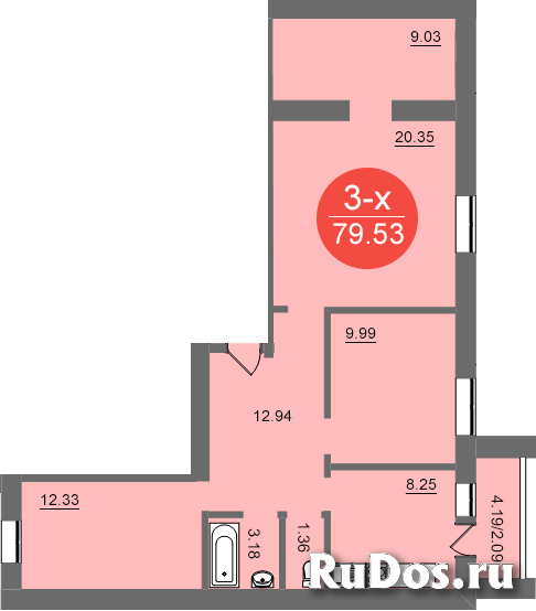 Трёхкомнатная квартира 78м, по цене Застройщика, ЖК Династия фотка