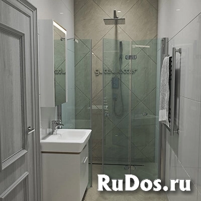 Дверь в душевую нишу GuteWetter LUX DOOR GK-103C 190х190 см, петли CH 25, ручки CH 07 стекло бесцветное стенка 8 мм, дверка 6 мм профиль хром фото