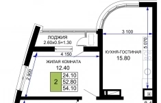 Продам 2 комнатную квартиру 54.1 м2 картинка из объявления