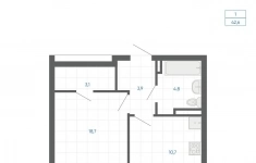 Продам 1 комнатную квартиру 42 м2 картинка из объявления