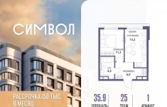 Продам 1 комнатную квартиру 35.9 м2 в объявлении 10 фото Продам 1 комнатную квартиру 35.9 м2 картинка из объявления