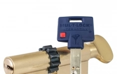 Цилиндр Mul-T-Lock Interactive+ ключ-вертушка (размер 45x55 мм) - Латунь, Шестеренка (5 ключей) картинка из объявления