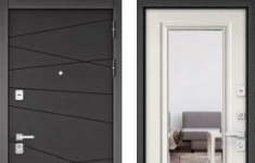 Дверь входная (стальная, металлическая) Бульдорс PREMIUM 90 Графит софт 9Р-130 с зеркалом quot;Шамбори светлыйquot; картинка из объявления