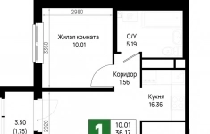 Продам 1 комнатную квартиру 37 м2 картинка из объявления