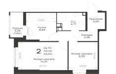 Продам 2 комнатную квартиру 45.04 м2 картинка из объявления
