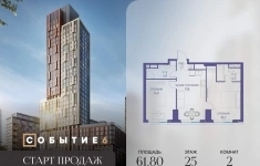 Продам 2 комнатную квартиру 61.8 м2 картинка из объявления