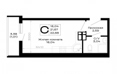 Продам 1 комнатную квартиру 22.68 м2 в объявлении 4 фото Продам 1 комнатную квартиру 22.68 м2 картинка из объявления