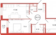 Продам 2 комнатную квартиру 59 м2 картинка из объявления