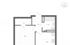 Продам 1 комнатную квартиру 42 м2 картинка из объявления